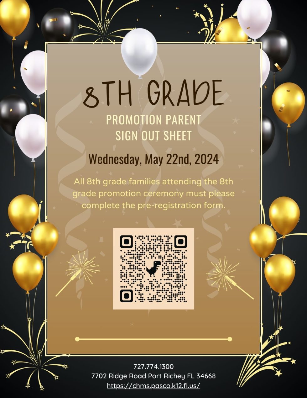 8th Grade Promotion Sign Out Sheet | Chasco Middle School